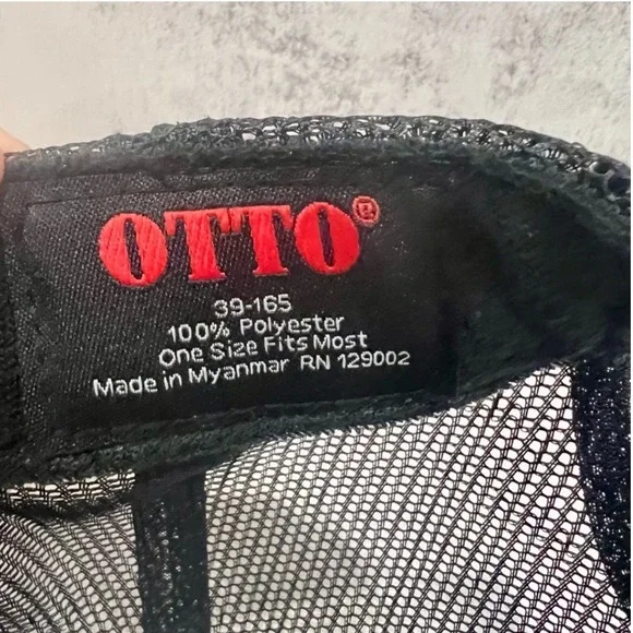 OTTO Black Trucker Hat Gold Eagle Logo Men One Size Fits Most Mesh Back Snapback - Picture 5 of 7